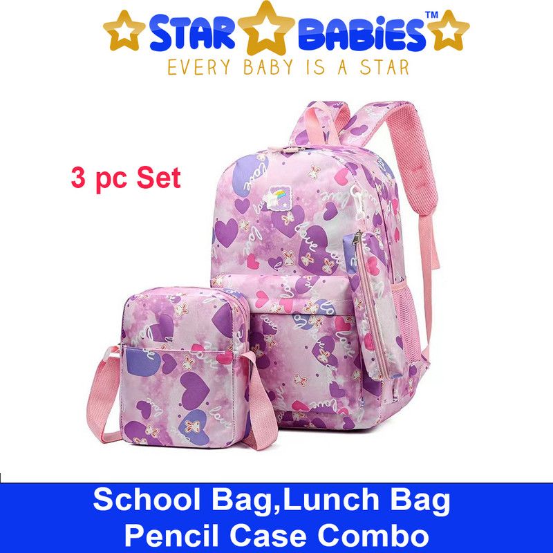 Star Babies - Kids Printed Backpack 3pcs Set - Purple