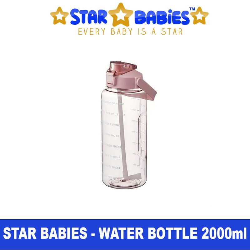 Star Babies - Water Bottle With Motivational Time Markers - Pink - 2 L