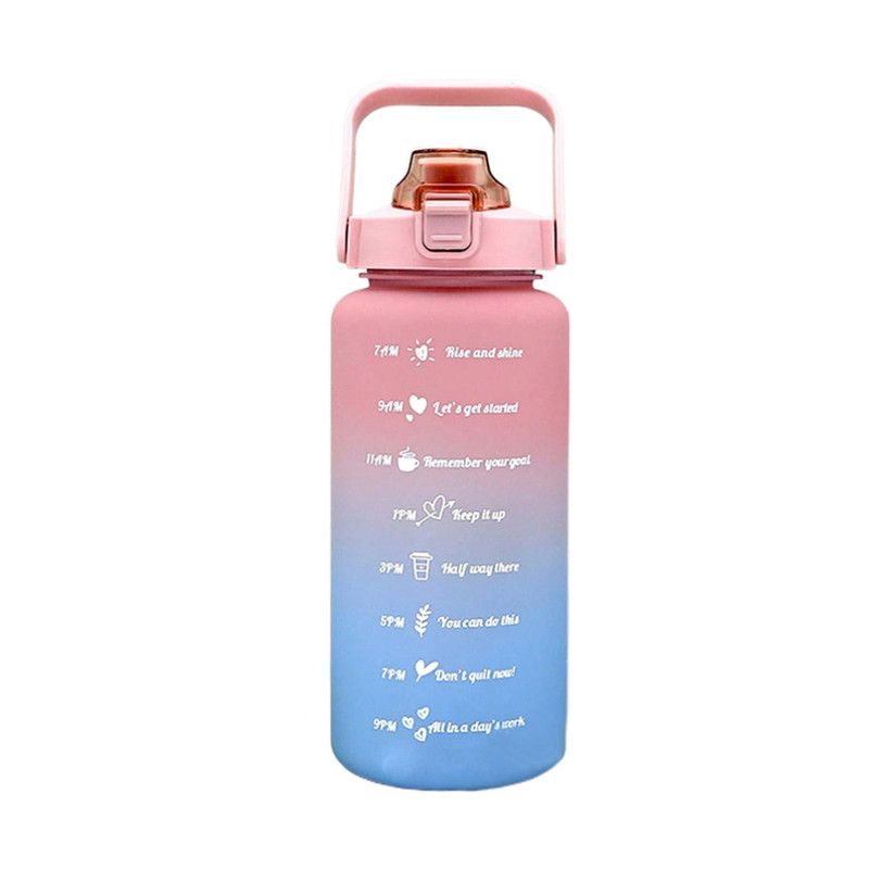 Star Babies - Water Bottle With Straw And Time Marker - Blue/Pink - 2 L