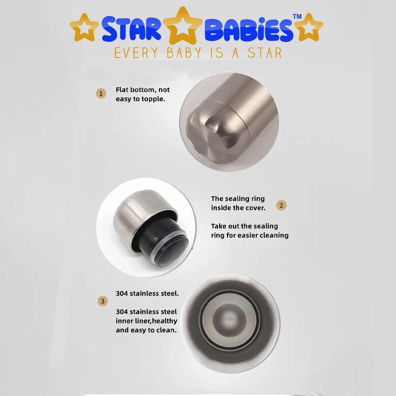 Star Babies - Stainless Steel Vacuum Water Bottle - White - 500 ml