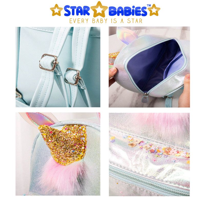 Star Babies - Unicorn School Backpack - Silver & Pink