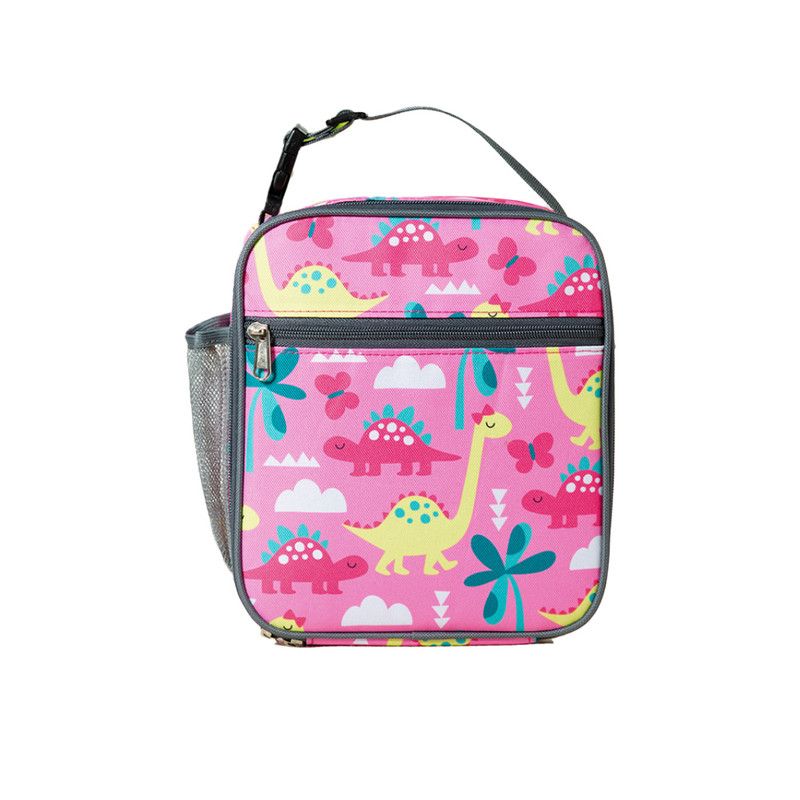 Star Babies - Aschar Reusable Lunch Bag W/ Adjustable Strap & Insulated Lunch Cooler - Pink Dinosaur