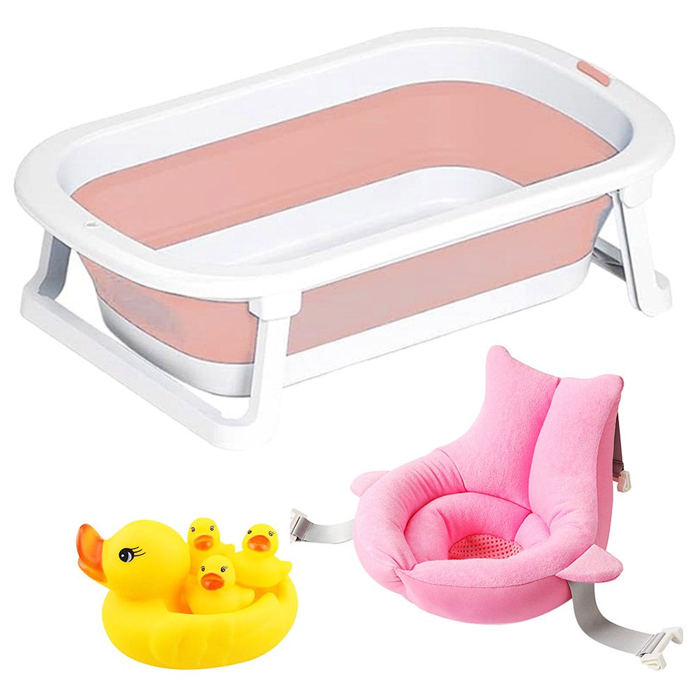 Star Babies - Foldable Bathtub, Sink Bather With  Rubber Duck Toy 4pcs - Pink