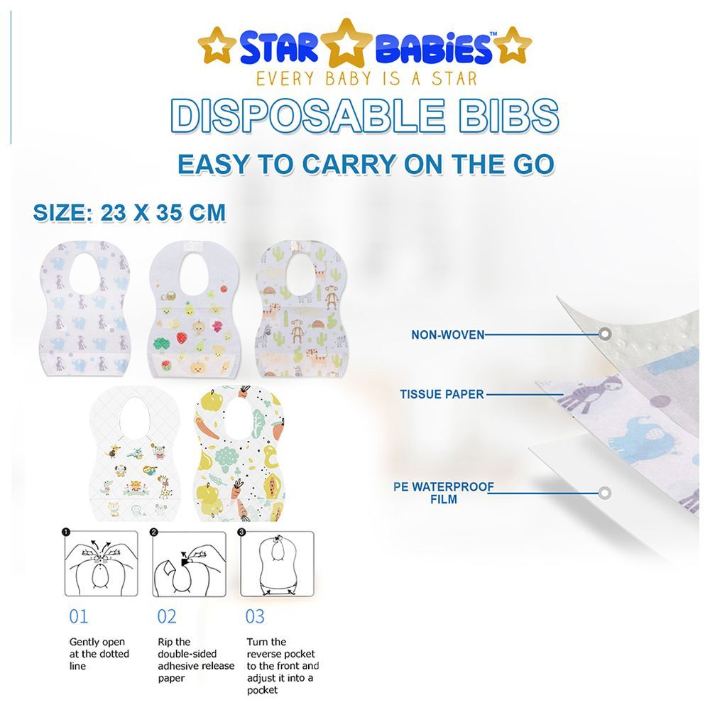 Star Babies - Disposable Bibs - Fruit Print - Pack of 108 