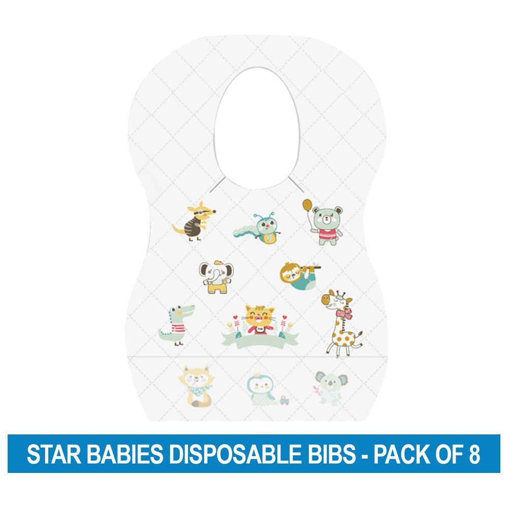 Star Babies - Disposable Bibs - Animal Print - Pack of 8