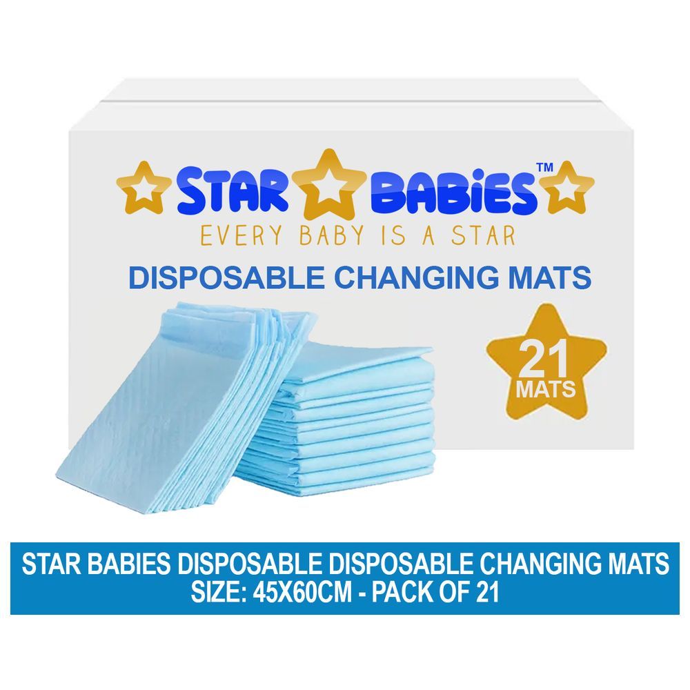 Star Babies - Disposable Changing Mat - Blue - Large - 21pcs