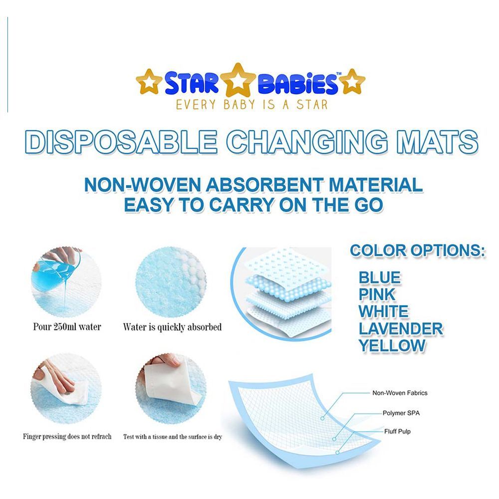 Star Babies - Disposable Changing Mat - Blue - Large - 21pcs