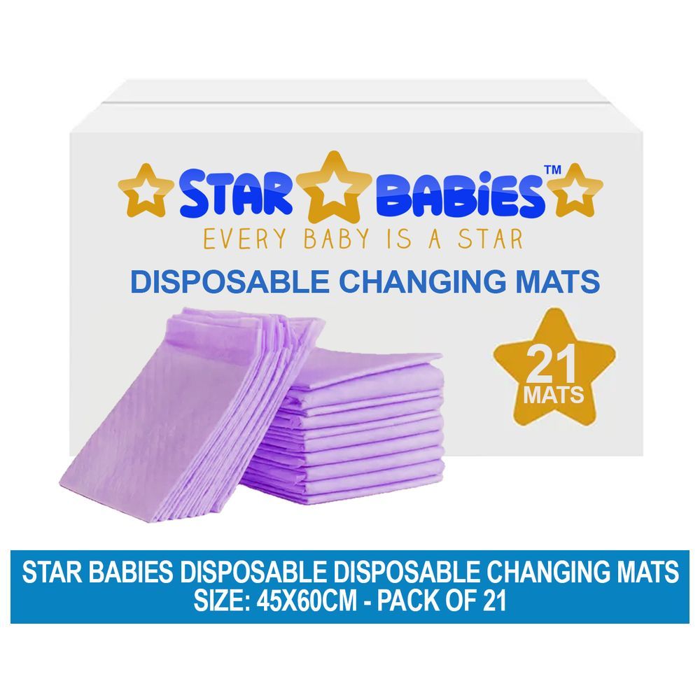 Star Babies - Disposable Changing Mat - Lavender - Large - 21pcs