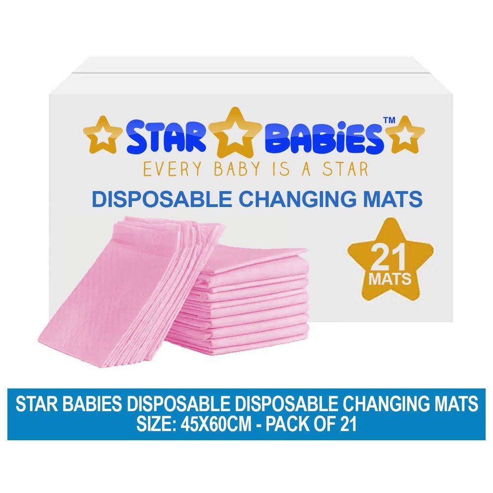 Star Babies - Disposable Changing Mat - Pink - Large - 21pcs