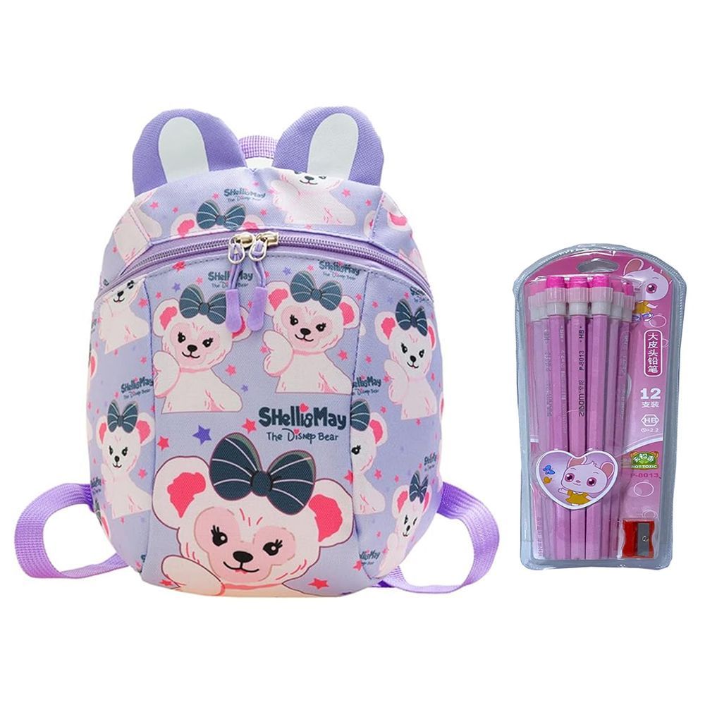 Star Babies - School Bag 12.05-inch and Pencil Set 12pcs - Lavender