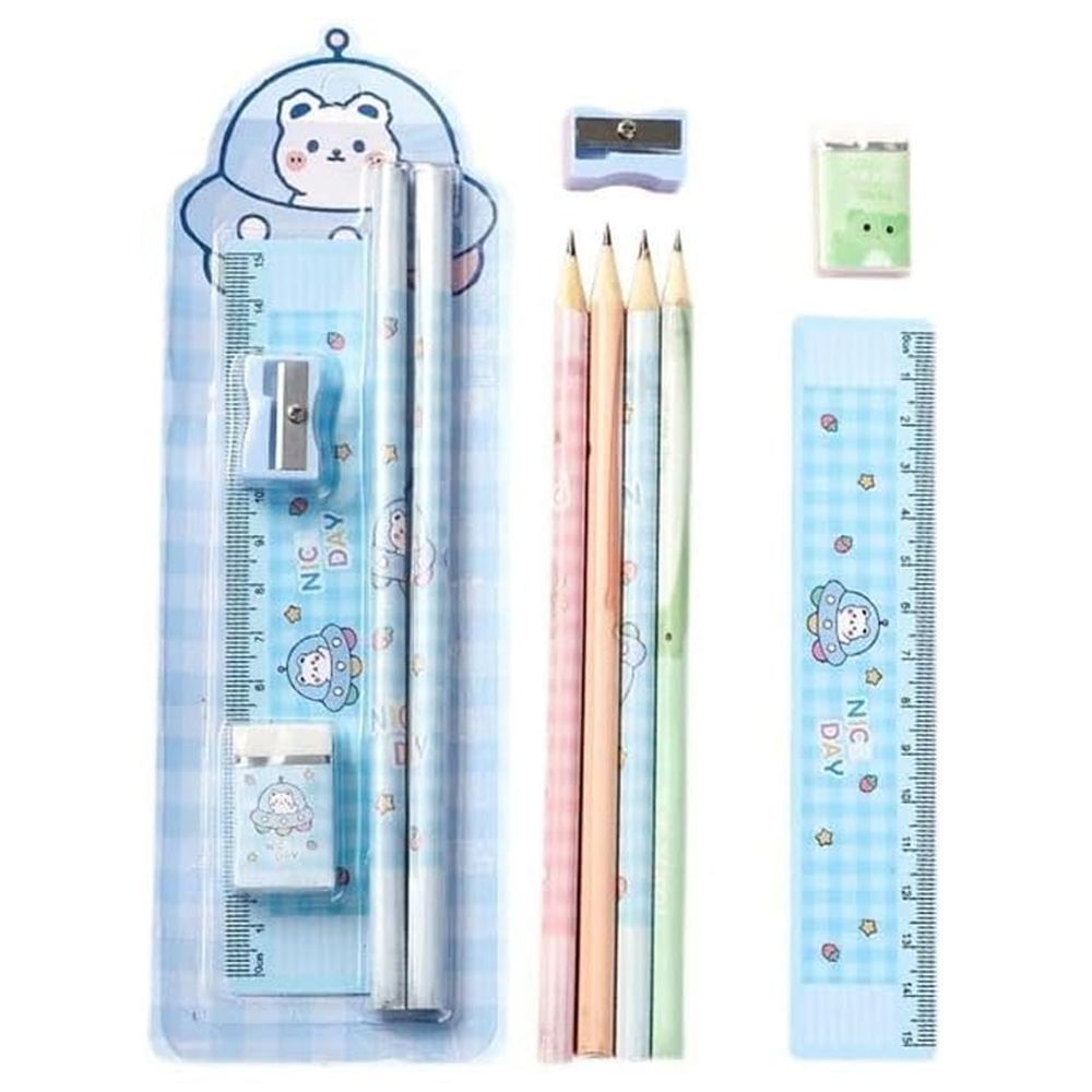 Star Babies - Stationery Set With Kids Water Bottle 300ml and Kids Lunch Box - Blue