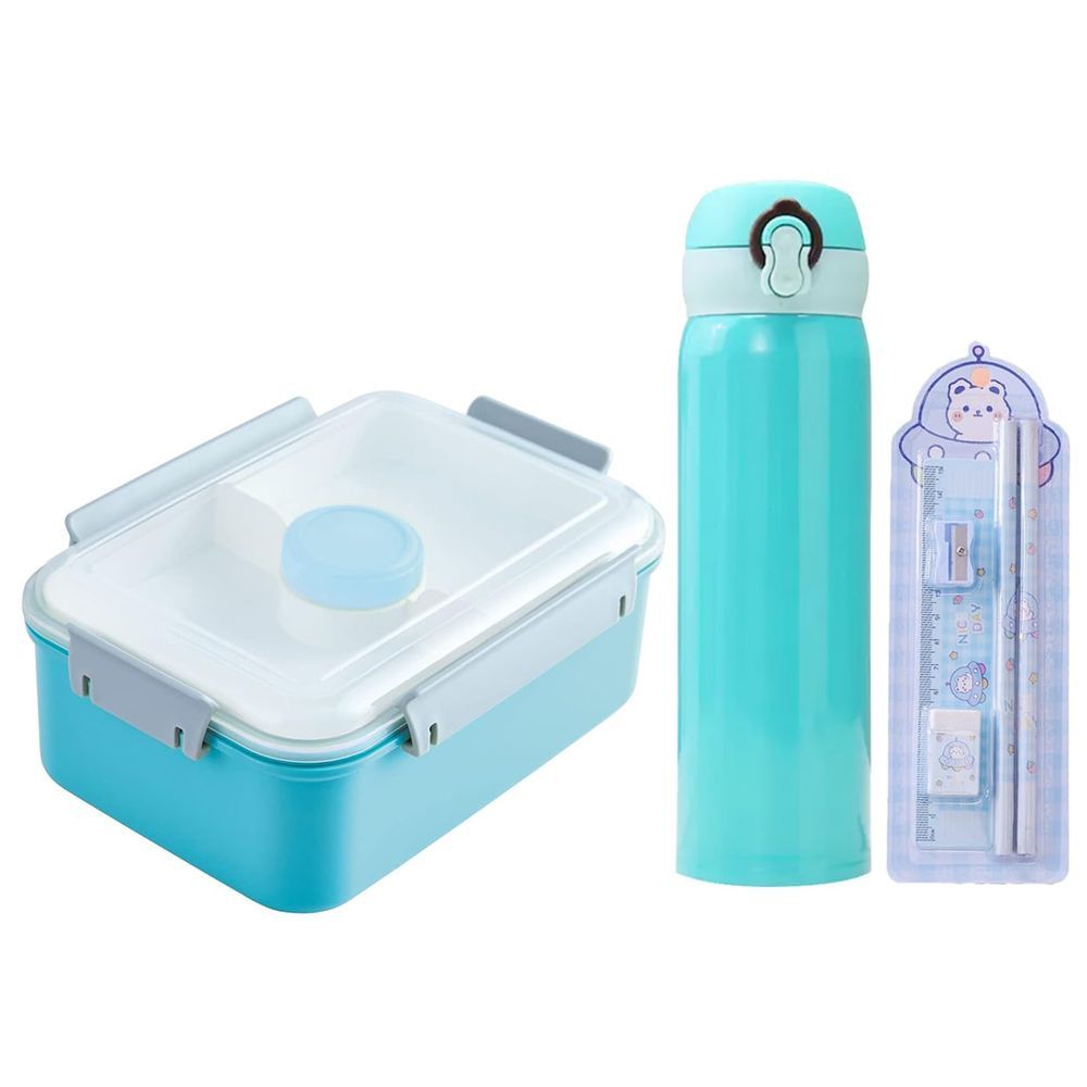 Star Babies - Stationery Set With Kids Water Bottle 300ml and Kids Lunch Box - Blue