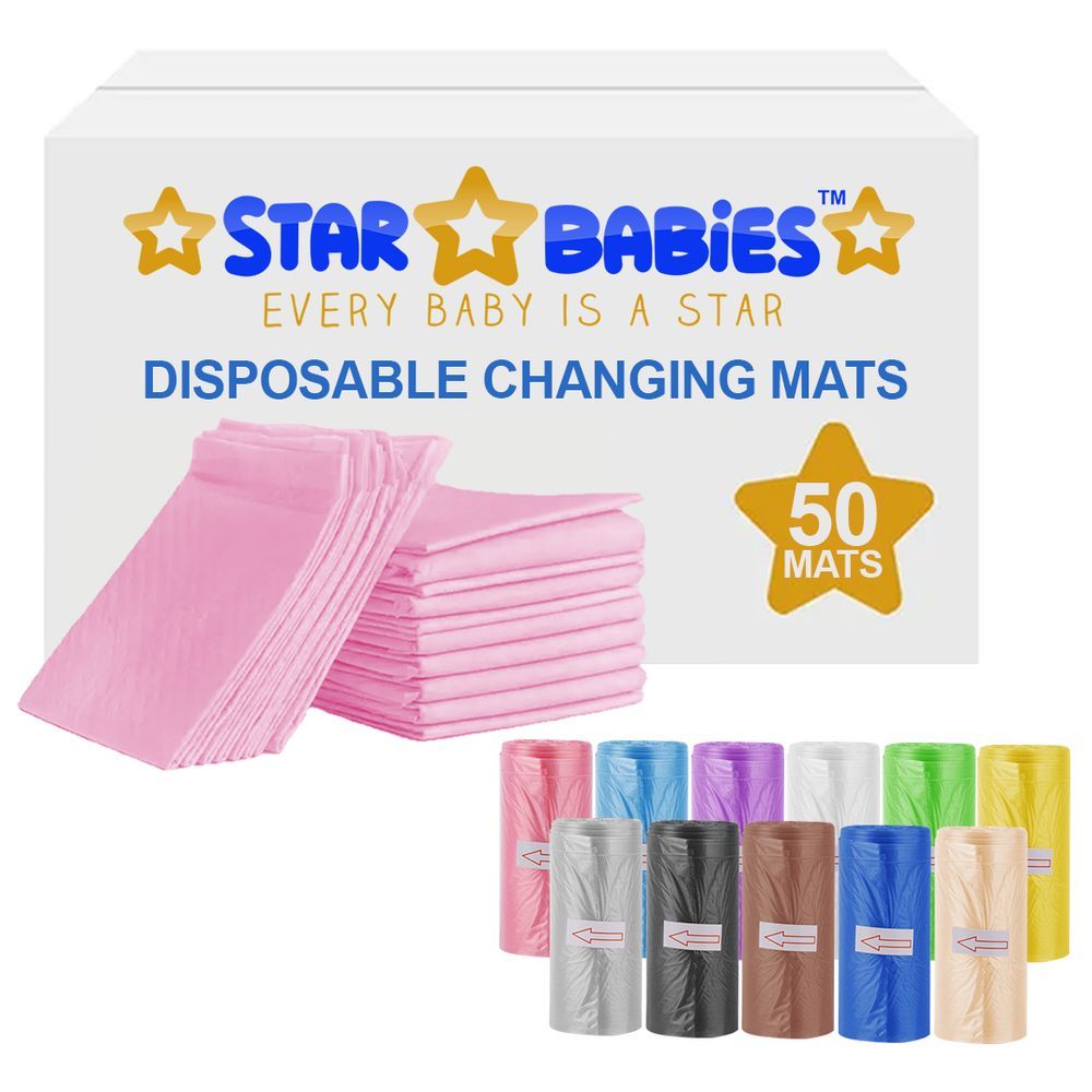 Star Babies - Disposable Changing Mat 50pcs  With Scented Bag 11pcs - Pink