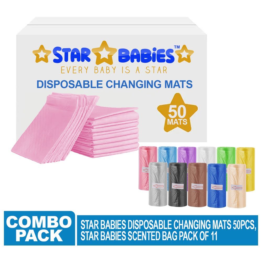 Star Babies - Disposable Changing Mat 50pcs  With Scented Bag 11pcs - Pink