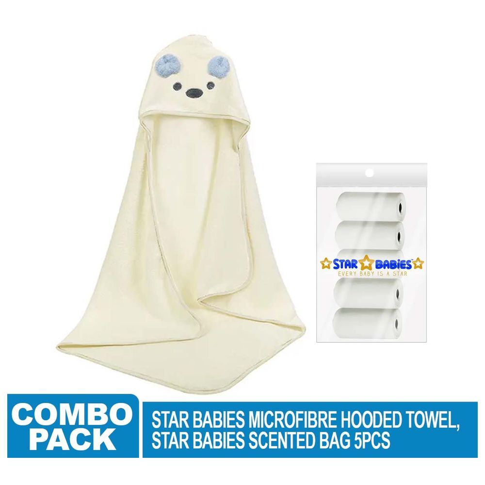 Star Babies - Scented Bag 5pcs With Microfiber Hooded Towel - White