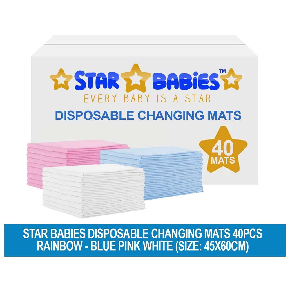 Star Babies - Disposable Changing Mats - 45 x 60 cm - 40pcs - Rainbow