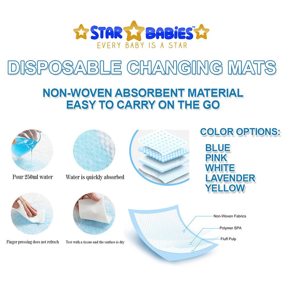 Star Babies - Disposable Changing Mats - 45 x 60 cm - 6pcs - Rainbow