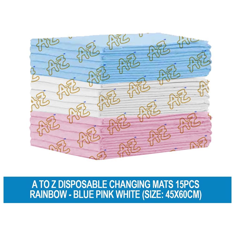 A to Z - Disposable Changing Mats - 45 x 60 cm - 15pcs - Rainbow