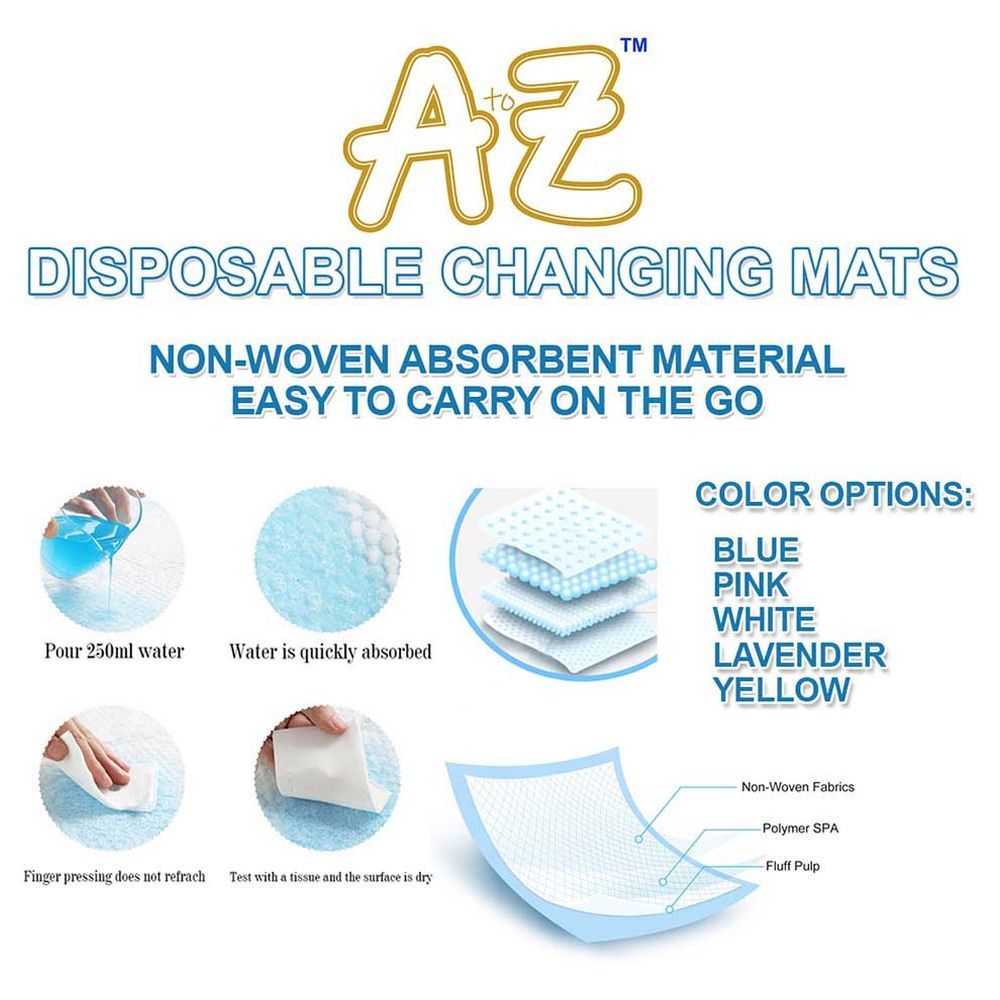 A to Z - Disposable Changing Mats - 45 x 60 cm - 20pcs - Rainbow