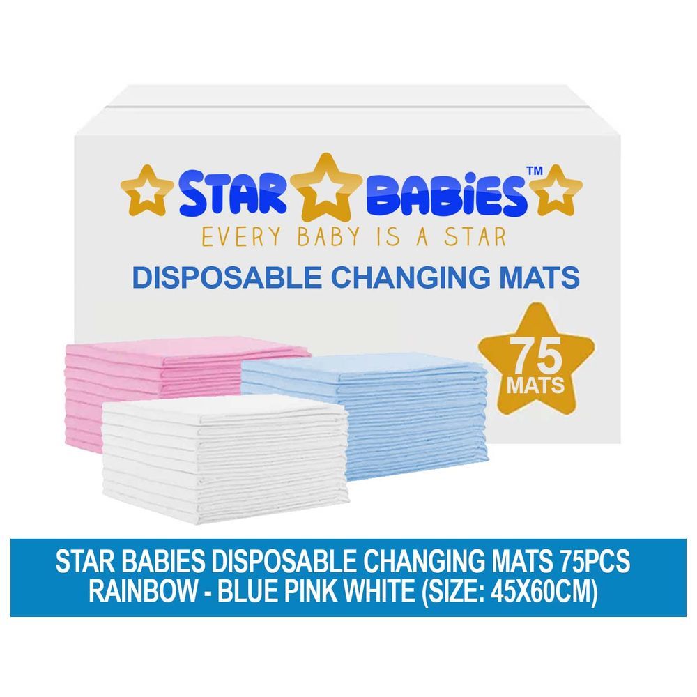 Star Babies - Disposable Changing Mats - 45 x 60 cm - 75pcs - Rainbow