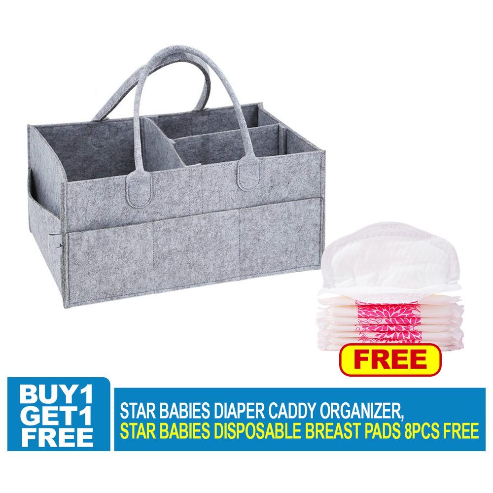 Star Babies - Caddy Diaper Bag Organizer & Disposable Breast Pad 8pcs - Grey