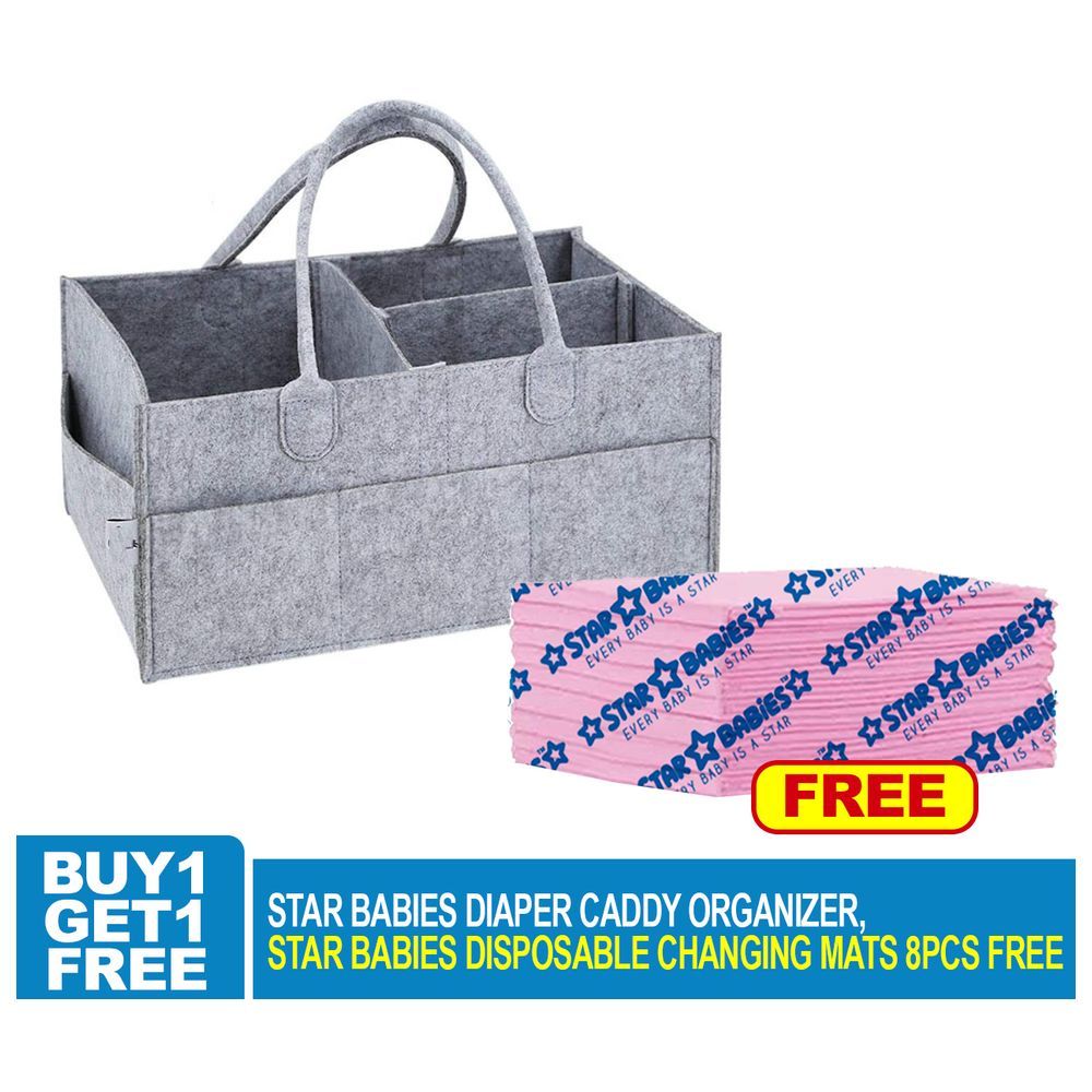 Star Babies - Caddy Diaper Bag Organizer & Changing Mat 8pcs - Grey