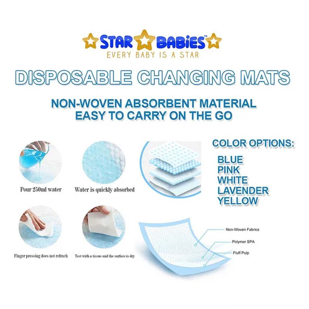 Star Babies - Disposable Changing Mat 12pcs w/ Breast Pad 20pcs - Blue