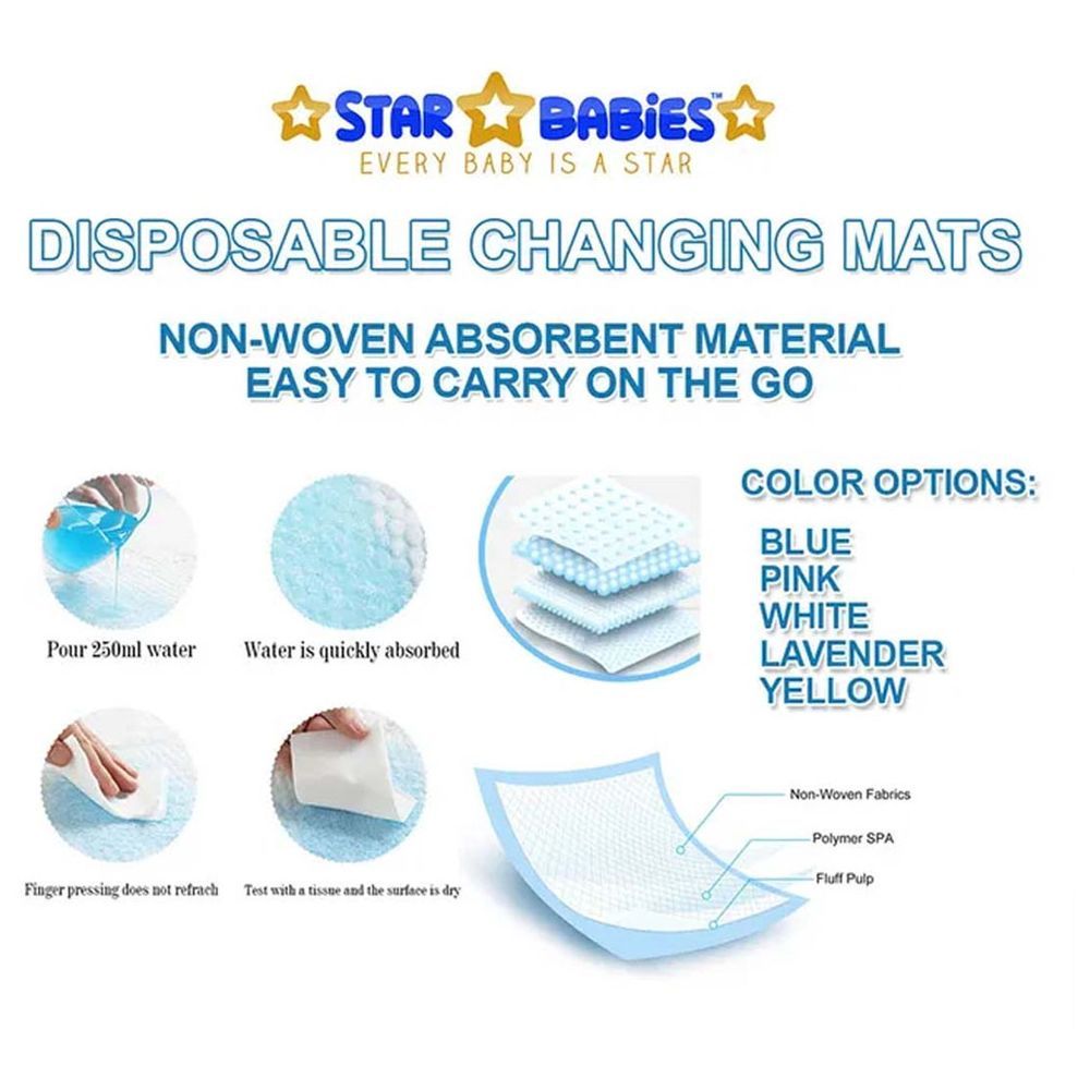 Star Babies - Disposable Changing Mat 12pcs w/ Powder Puff - Blue