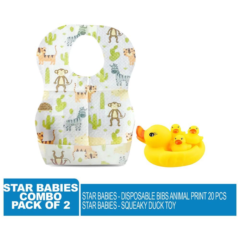 Star Babies - Disposable Bibs Animal Print 20pcs w/ Rubber Duck 