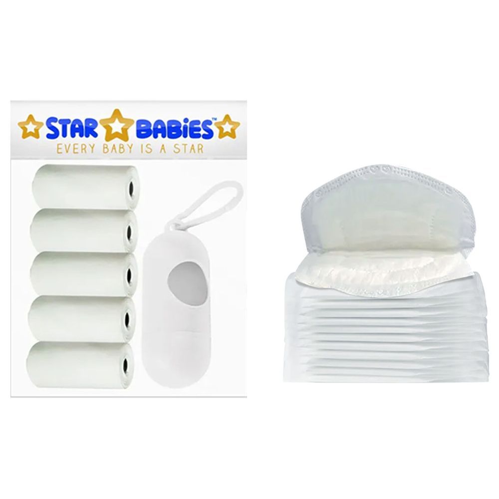 Star Babies - Scented Bag 5pcs w/ Dispenser & Breast Pad 20pcs - White