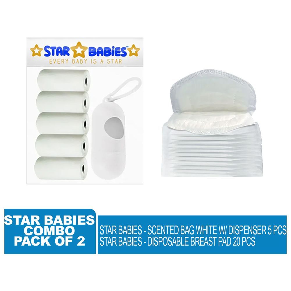 Star Babies - Scented Bag 5pcs w/ Dispenser & Breast Pad 20pcs - White