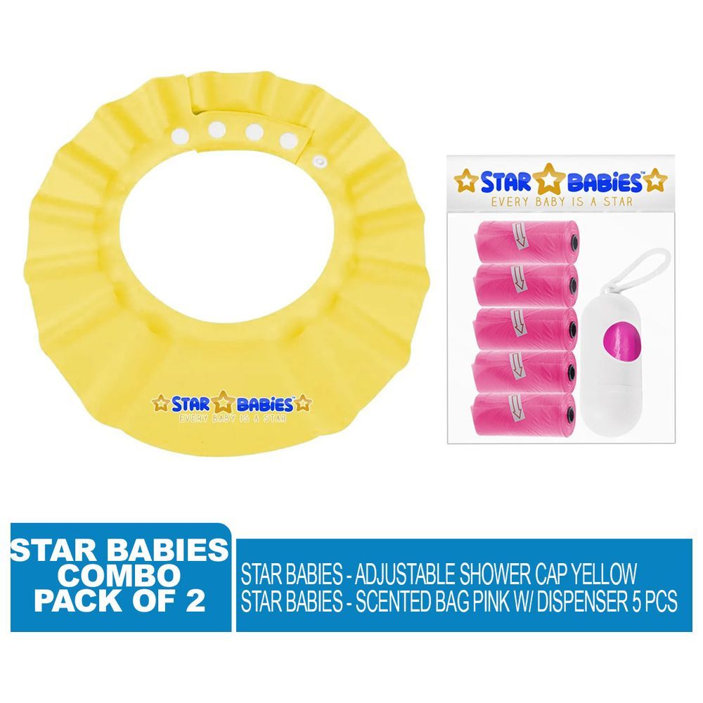 Star Babies - Adjustable Shower Cap & Scented Bag 5pcs w/ Dispenser - Pink