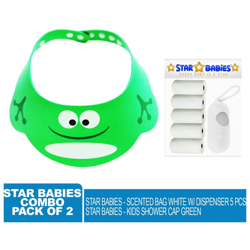 Star Babies - Kids Shower Cap w/ Scented Bag 5pcs w/ Dispenser - White