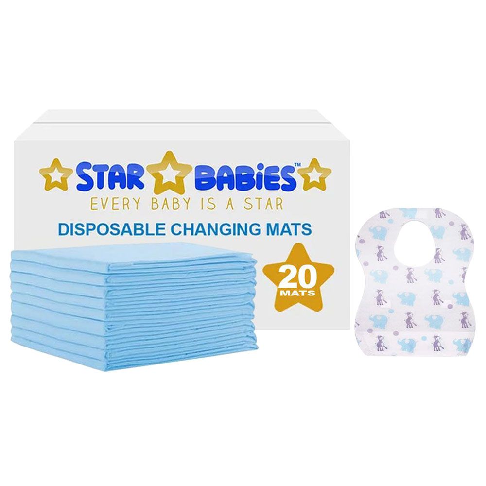 Star Babies - Disposable Changing Mat 20pcs w/ Disposable Bibs 20pcs