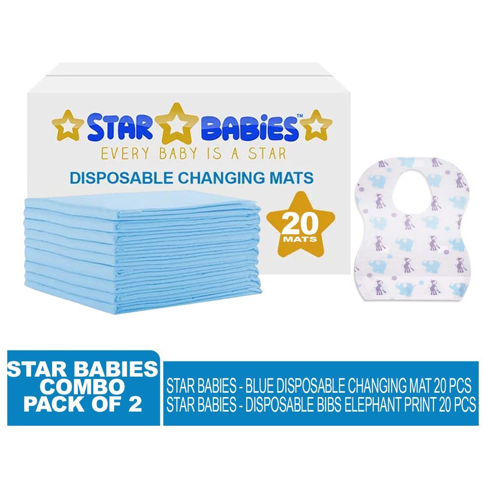 Star Babies - Disposable Changing Mat 20pcs w/ Disposable Bibs 20pcs