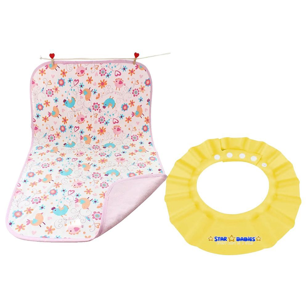 Star Babies - Adjustable Shower Cap w/ Reusable Changing Mats - Pink