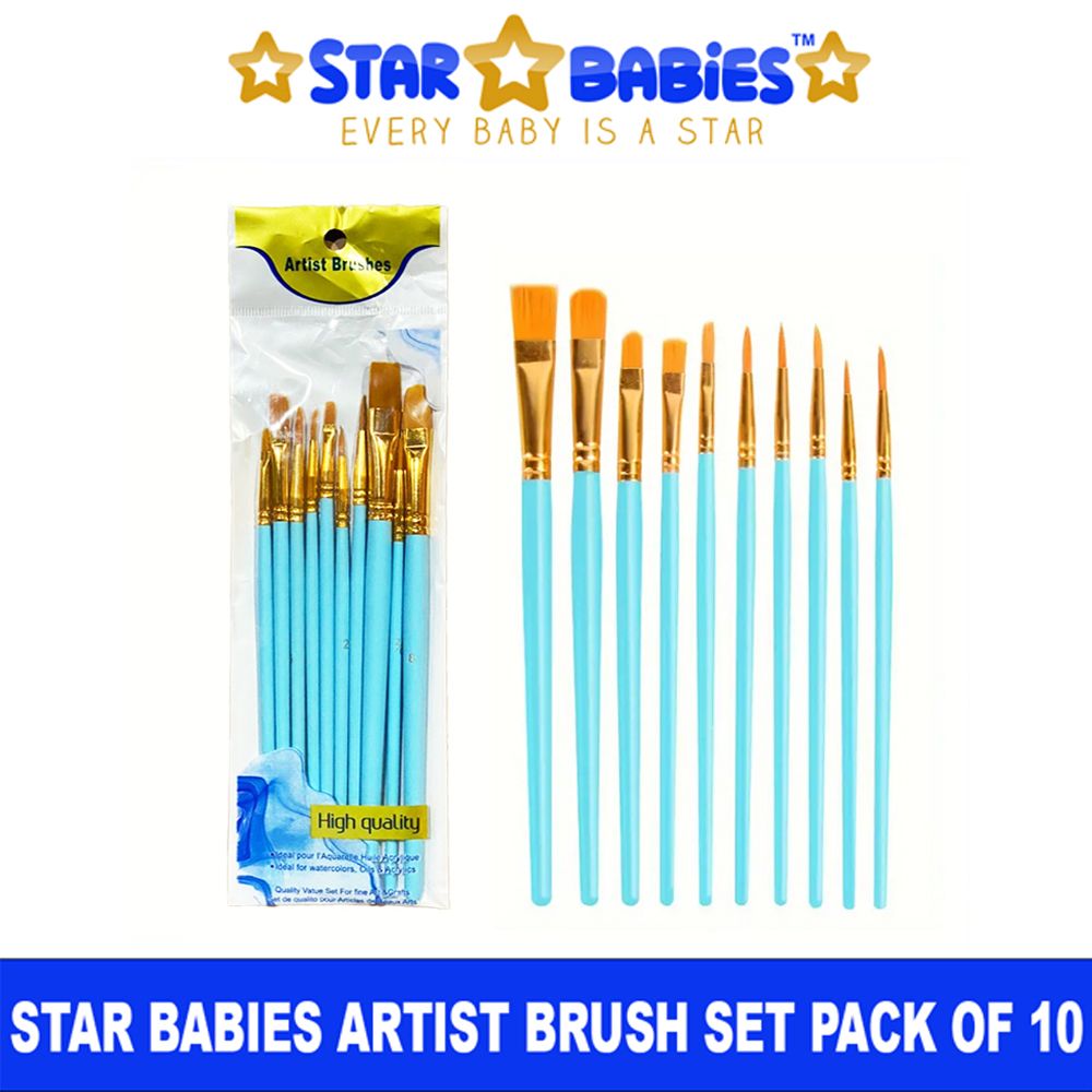 Star Babies - Artist Paint Brush Set - Blue - 10 Pcs