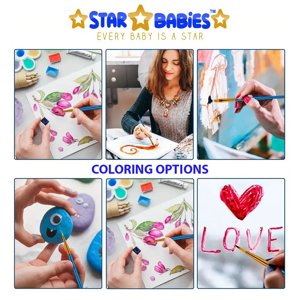 Star Babies - Artist Paint Brush Set - Pink - 10 Pcs