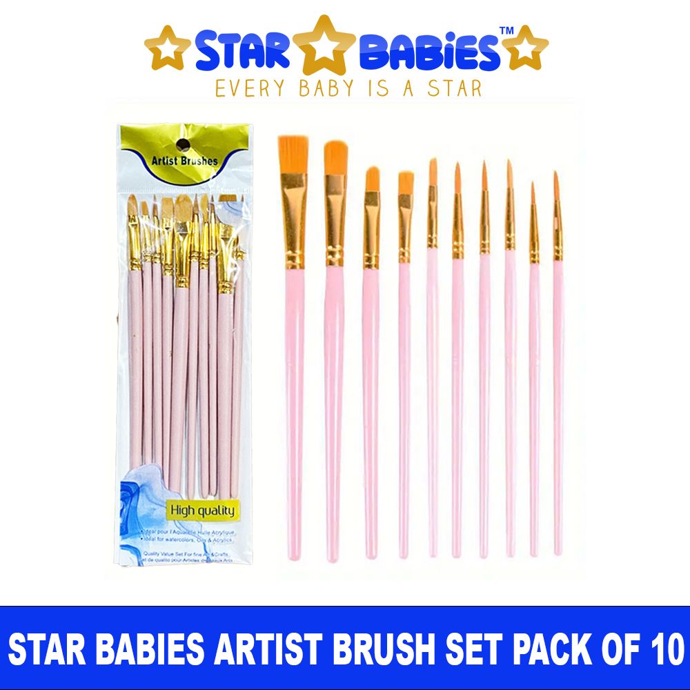 Star Babies - Artist Paint Brush Set - Pink - 10 Pcs