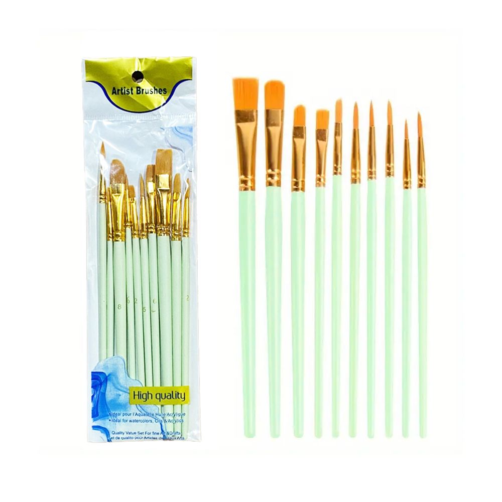 Star Babies - Artist Paint Brush Set - Green - 10 Pcs