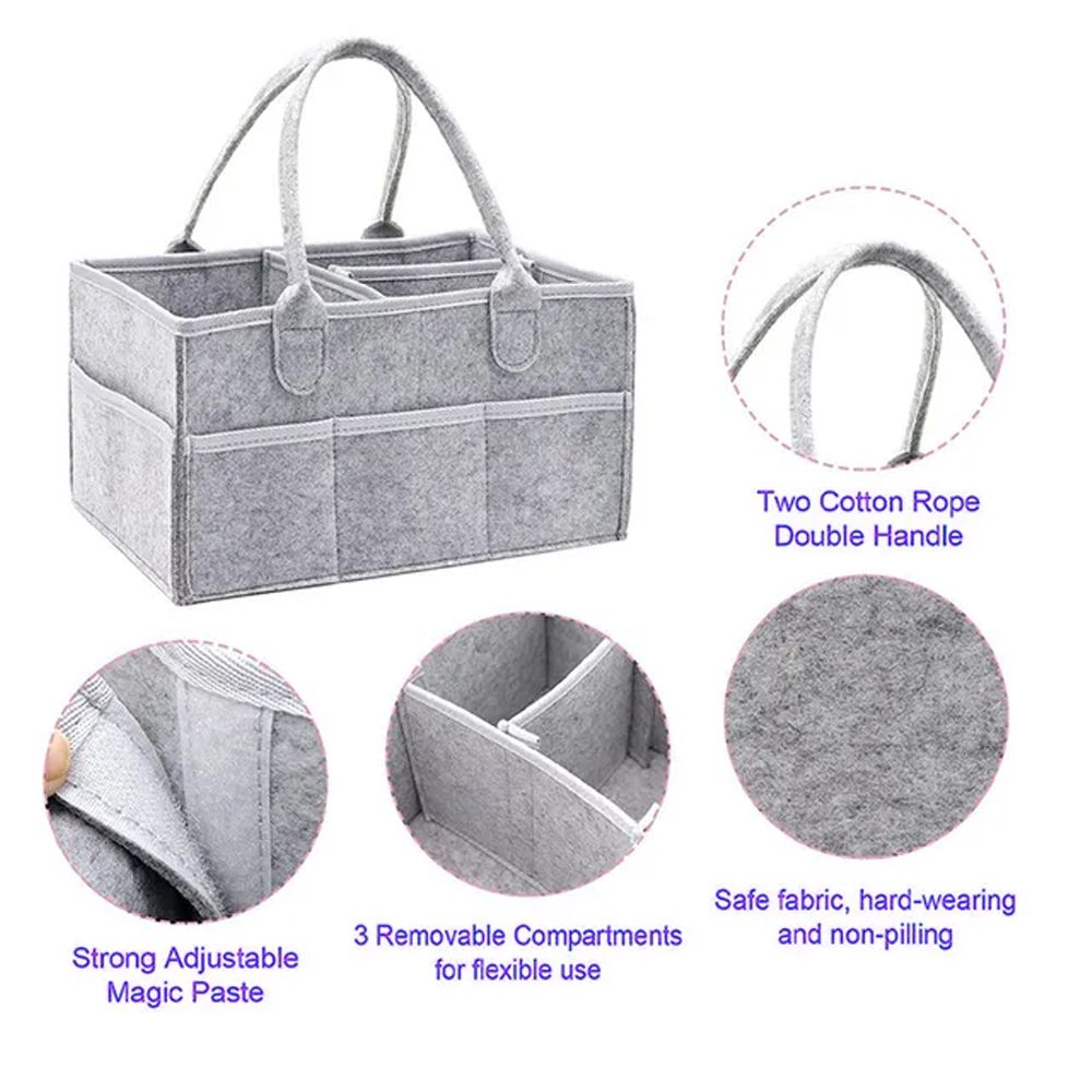 Star Babies - Baby Diaper Caddy & Scented Bag Roll Set - Grey/Green - 11 Pcs