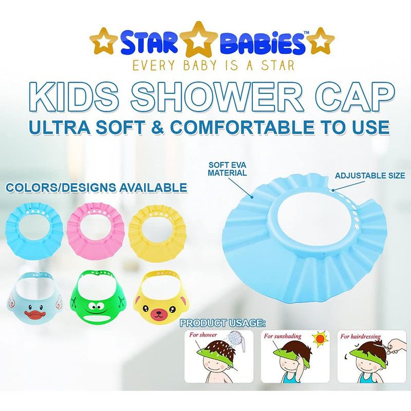 Star Babies - Baby Diaper Caddy Portable Organizer With Kids Adjustable Shower Cap - Yellow