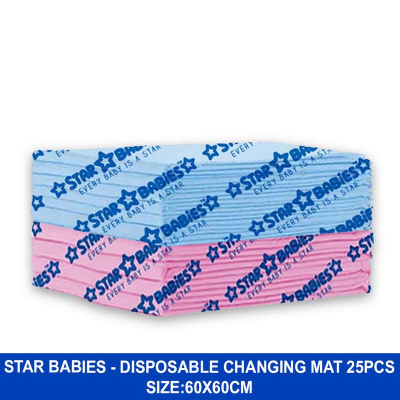 Star Babies - Disposable Changing Mats - 60 X 60 cm - Multicolor - 25 Pcs