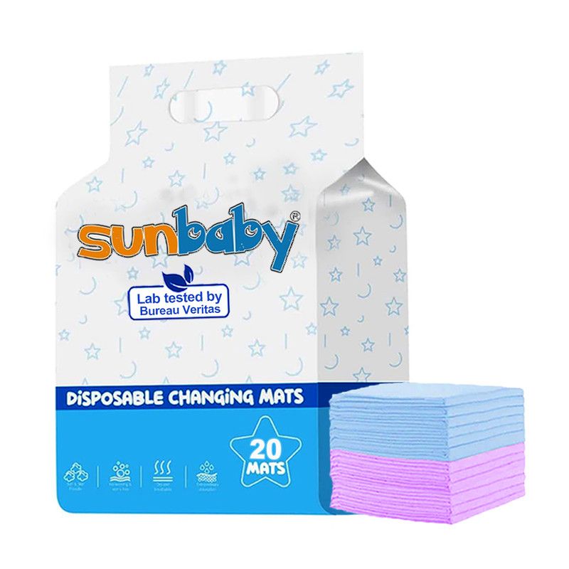 SunBaby - Disposable Changing Mats Large Pack of 20 - Blue/Lavender