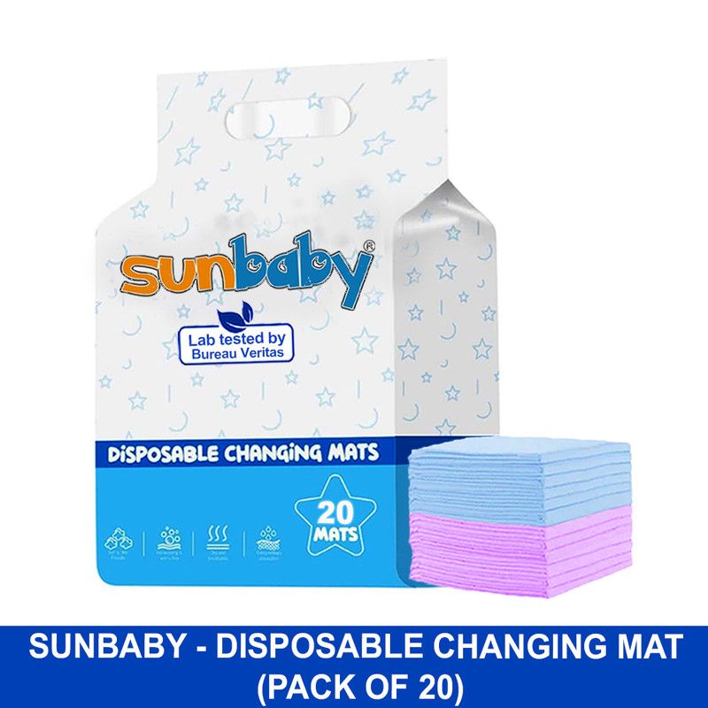 SunBaby - Disposable Changing Mats Large Pack of 20 - Blue/Lavender