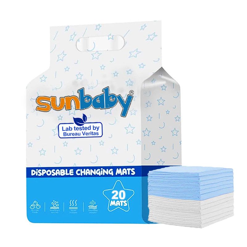 SunBaby - Disposable Changing Mats Large Pack of 20 - Blue/White