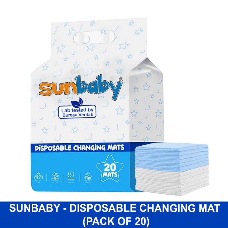 SunBaby - Disposable Changing Mats Large Pack of 20 - Blue/White