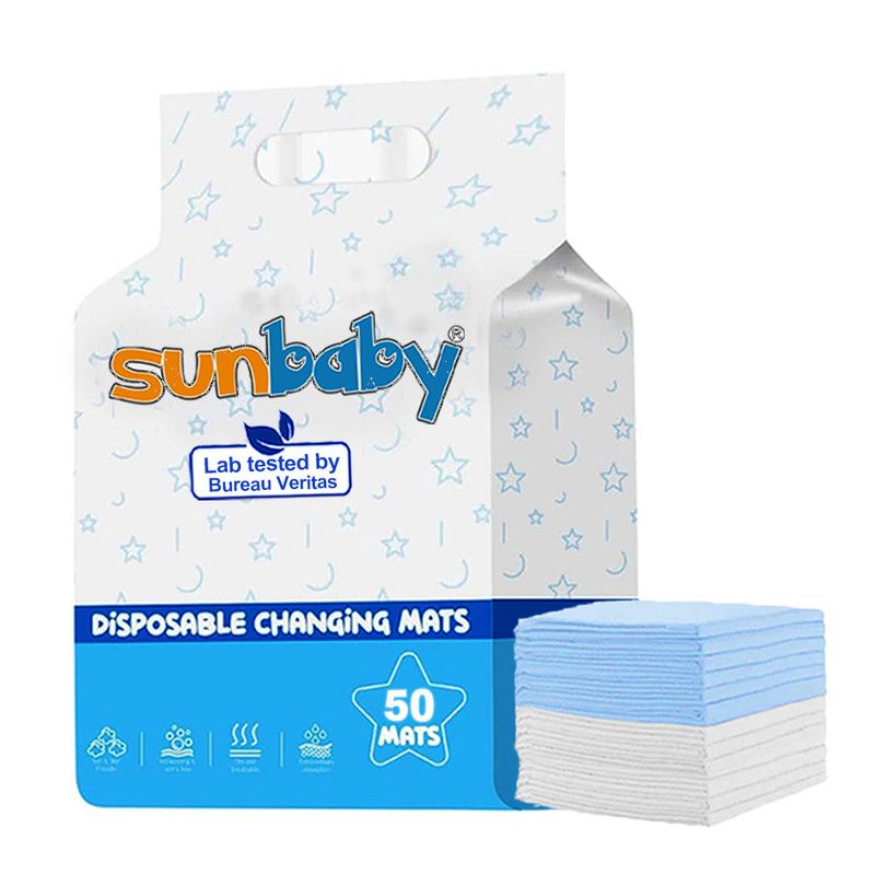 SunBaby - Disposable Changing Mats Large Pack of 50 - Blue/White