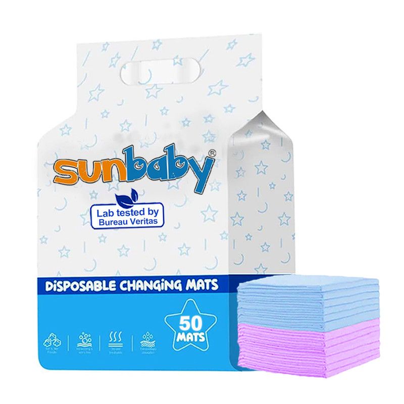 SunBaby - Disposable Changing Mats Large Pack of 50 - Blue/Lavender