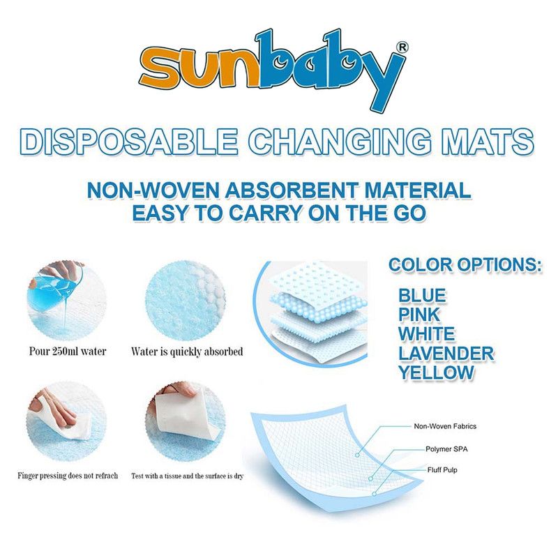 SunBaby - Disposable Changing Mats - Multicolor - 45x60 cm - 50 Pcs